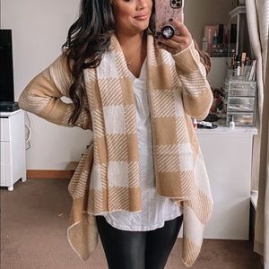 Tan Buffalo plaid Cardigan